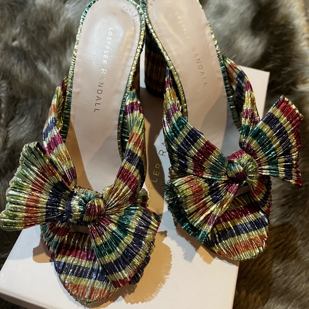 Loeffler Randall Penny Rainbow Candy Heels, size 6.5